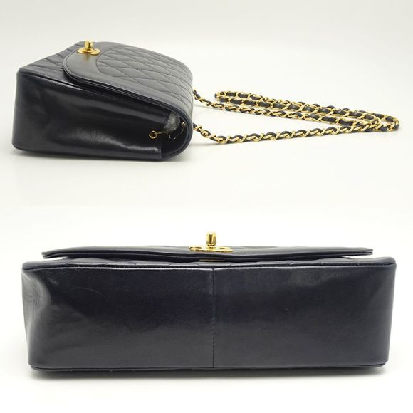 Chanel Matelasse Chain Shoulder Bag Diagonal Lambskin Navy - Picture 3 of 7
